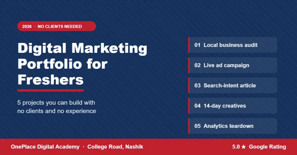 Digital marketing portfolio for freshers - five projects to build with no clients, OnePlace Digital Academy, College Road, Nashik