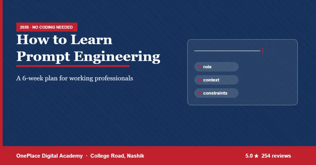How to learn prompt engineering — 6-week plan for working professionals, OnePlace Digital Academy, College Road, Nashik