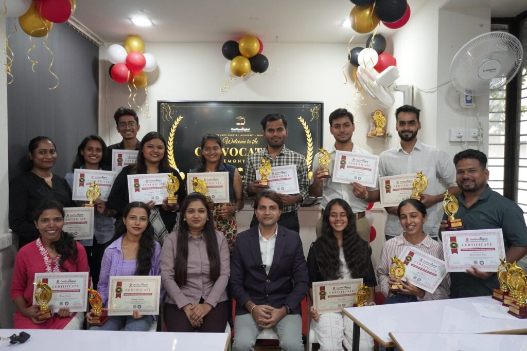 OnePlace Digital Academy students with their digital marketing certificates at the convocation, Nashik