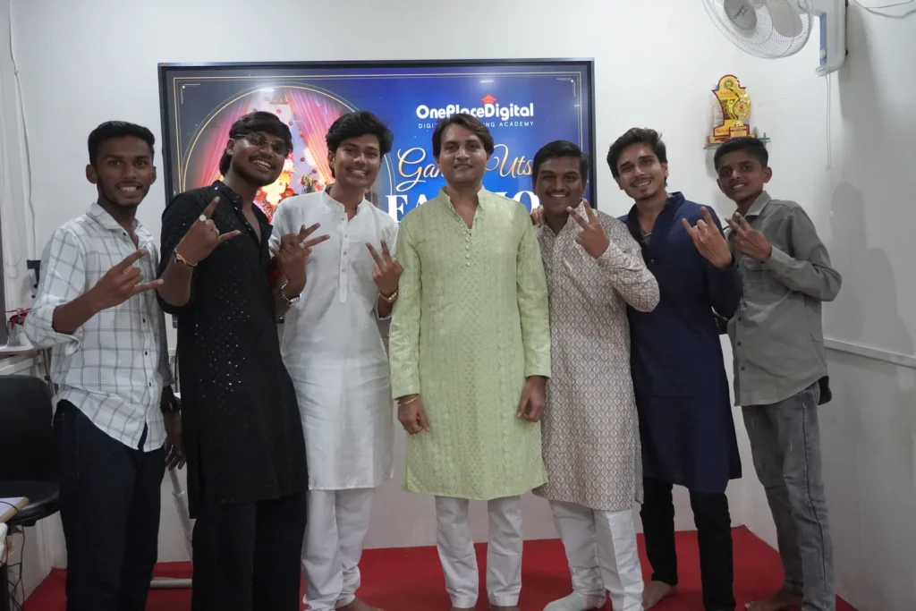 Ganesh Utsav 2026 celebration with the full OnePlace Digital Academy batch, Nashik
