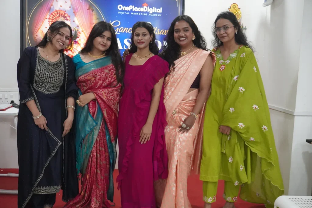 Saree squad of OnePlace Digital Academy students at Ganesh Utsav 2026