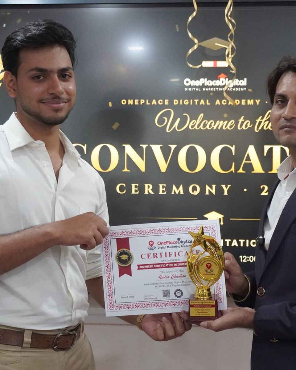 #1 AI & Digital Marketing Course in Nashik | ONEPLACE DIGITAL 3 OnePlace Digital Academy certification ceremony 2026 - graduate on stage
