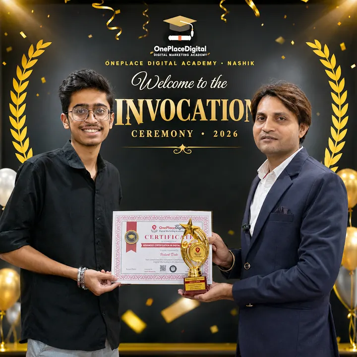 OnePlace Digital Academy 2026 graduating batch with certificates, Nashik